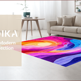 Ultra Soft Area Rug, Non Slip, Stain Resistant, Washable Area Rugs for Living Room, Bedroom, Playful Rainbow Swirl Aesthetic(Orange)