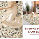 Ultra Soft Area Rug, Non Slip, Stain Resistant, Washable Area Rugs for Living Room, Bedroom, Elegant Creamy Floral Fusion(Beige)