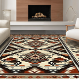 Ultra Soft Area Rug, Non Slip, Stain Resistant, Washable Area Rugs for Living Room, Bedroom, Cozy Earthy Toned Ethnic Artwork(Brown)