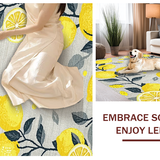 Ultra Soft Area Rug, Non Slip, Stain Resistant, Washable Area Rugs for Living Room, Bedroom, Stylish Wreath Theme for Interiors(Yellow)