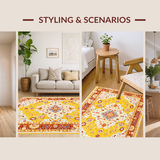Ultra Soft Area Rug, Non Slip, Stain Resistant, Washable Area Rugs for Living Room, Bedroom, Luxurious Bold Colorful Trellis Pattern(Yellow)