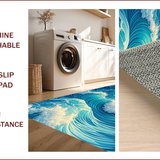 Ultra Soft Area Rug, Non Slip, Stain Resistant, Washable Area Rugs for Living Room, Bedroom, Coastal Ocean Wave Blue Nursery Washable Rug(Blue)