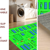 Engaging Geometric City Design Mat(Green)