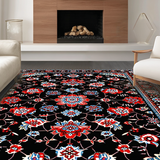 Ultra Soft Area Rug, Non Slip, Stain Resistant, Washable Area Rugs for Living Room, Bedroom, Rustic Vibrant Botanical Motif(Black)