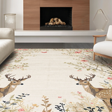 Ultra Soft Area Rug, Non Slip, Stain Resistant, Washable Area Rugs for Living Room, Bedroom, Vibrant Botanical Animal Print(Beige)