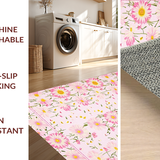 Ultra Soft Area Rug, Non Slip, Stain Resistant, Washable Area Rugs for Living Room, Bedroom, Whimsical Yellow Blossom Aesthetic(Pink)