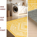 Ultra Soft Area Rug, Non Slip, Stain Resistant, Washable Area Rugs for Living Room, Bedroom, Radiant Yellow Geometric Style(Yellow)