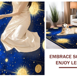 Ultra Soft Area Rug, Non Slip, Stain Resistant, Washable Area Rugs for Living Room, Bedroom, Chic Modern Celestial Linework(Blue)