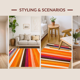 Ultra Soft Area Rug, Non Slip, Stain Resistant, Washable Area Rugs for Living Room, Bedroom, Chic Geometric Playful Aesthetic(Orange)