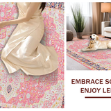 Ultra Soft Area Rug, Non Slip, Stain Resistant, Washable Area Rugs for Living Room, Bedroom, Artistic Dusty Pink Geometric Style(Pink)