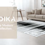 Ultra Soft Area Rug, Non Slip, Stain Resistant, Washable Area Rugs for Living Room, Bedroom, Elegant Black Geometric Symmetry(Black)