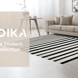 Ultra Soft Area Rug, Non Slip, Stain Resistant, Washable Area Rugs for Living Room, Bedroom, Geometric Stripe Pattern Rug Washable Indoor Outdoor(Black)