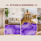 Ultra Soft Area Rug, Non Slip, Stain Resistant, Washable Area Rugs for Living Room, Bedroom, Playful Lavender Abstract Wave(Purple)