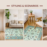 Ultra Soft Area Rug, Non Slip, Stain Resistant, Washable Area Rugs for Living Room, Bedroom, Soft Colorful Eclectic Arrangement(Ivory)