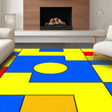 Ultra Soft Area Rug, Non Slip, Stain Resistant, Washable Area Rugs for Living Room, Bedroom, Dynamic Cheerful Hopscotch Theme(Yellow)