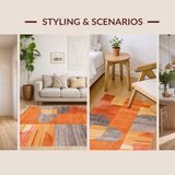 Ultra Soft Area Rug, Non Slip, Stain Resistant, Washable Area Rugs for Living Room, Bedroom, Earthy Toned Modern Artistry(Orange)