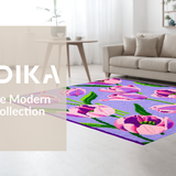 Ultra Soft Area Rug, Non Slip, Stain Resistant, Washable Area Rugs for Living Room, Bedroom, Elegant Tulip Bouquet Decorative Theme(Purple)