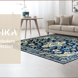 Ultra Soft Area Rug, Non Slip, Stain Resistant, Washable Area Rugs for Living Room, Bedroom, Luxurious Vintage Patterned Tapestry(Blue)
