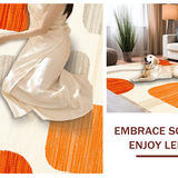 Ultra Soft Area Rug, Non Slip, Stain Resistant, Washable Area Rugs for Living Room, Bedroom, Stylish Symmetrical Orange Elements(Orange)