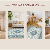 Ultra Soft Area Rug, Non Slip, Stain Resistant, Washable Area Rugs for Living Room, Bedroom, Chic Glam Paisley Aesthetic(Ivory)