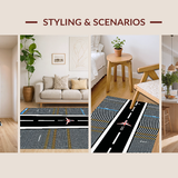 Ultra Soft Area Rug, Non Slip, Stain Resistant, Washable Area Rugs for Living Room, Bedroom, Chic Aviation Roadway Composition(Gray)