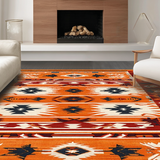 Ultra Soft Area Rug, Non Slip, Stain Resistant, Washable Area Rugs for Living Room, Bedroom, Artisanal Trellis Inspired Layout(Orange)