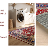 Ultra Soft Area Rug, Non Slip, Stain Resistant, Washable Area Rugs for Living Room, Bedroom, Rustic Warm Toned Floral Design(Red)