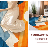 Ultra Soft Area Rug, Non Slip, Stain Resistant, Washable Area Rugs for Living Room, Bedroom, Playful Organic Landscape Visual(Orange)