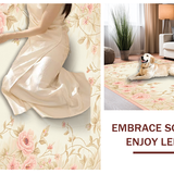 Ultra Soft Area Rug, Non Slip, Stain Resistant, Washable Area Rugs for Living Room, Bedroom, Stylish Neutral Floral Harmony(Beige)