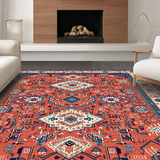 Ultra Soft Area Rug, Non Slip, Stain Resistant, Washable Area Rugs for Living Room, Bedroom, Chic Trellis Pattern with Depth(Orange)