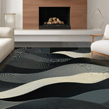 Ultra Soft Area Rug, Non Slip, Stain Resistant, Washable Area Rugs for Living Room, Bedroom, Minimalist Chic Linear Arrangement(Black)