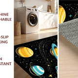 Ultra Soft Area Rug, Non Slip, Stain Resistant, Washable Area Rugs for Living Room, Bedroom, Lively Astronauts and Planets Concept(Orange)
