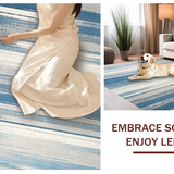 Ultra Soft Area Rug, Non Slip, Stain Resistant, Washable Area Rugs for Living Room, Bedroom, Contemporary Striped Rug: Modern Grey & Blue Aisle Runner Design(Blue)