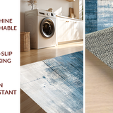 Ultra Soft Area Rug, Non Slip, Stain Resistant, Washable Area Rugs for Living Room, Bedroom, Sophisticated Ombre Rug in Distressed Blue and Beige Tones for Any Space(Blue)