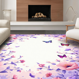 Ultra Soft Area Rug, Non Slip, Stain Resistant, Washable Area Rugs for Living Room, Bedroom, Charming Spring Floral Accents(Purple)