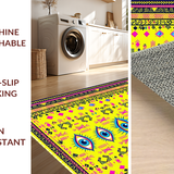 Ultra Soft Area Rug, Non Slip, Stain Resistant, Washable Area Rugs for Living Room, Bedroom, Mystical Geometric Velvet Accent(Yellow)