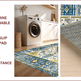 Ultra Soft Area Rug, Non Slip, Stain Resistant, Washable Area Rugs for Living Room, Bedroom, Contemporary Vibrant Tribal Motif(Blue)