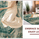 Ultra Soft Area Rug, Non Slip, Stain Resistant, Washable Area Rugs for Living Room, Bedroom, Elegant Abstract Tiled Composition(Green)