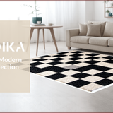 Ultra Soft Area Rug, Non Slip, Stain Resistant, Washable Area Rugs for Living Room, Bedroom, Distressed Checkerboard Black Farmhouse Dining Room Rug(Black)