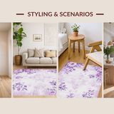 Ultra Soft Area Rug, Non Slip, Stain Resistant, Washable Area Rugs for Living Room, Bedroom, Modern Colorful Ogee Patterns(Purple)