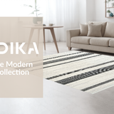 Ultra Soft Area Rug, Non Slip, Stain Resistant, Washable Area Rugs for Living Room, Bedroom, Trendy Striped Organic Visual Harmony(White)