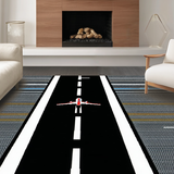 Ultra Soft Area Rug, Non Slip, Stain Resistant, Washable Area Rugs for Living Room, Bedroom, Chic Aviation Roadway Composition(Gray)
