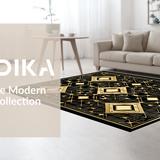 Ultra Soft Area Rug, Non Slip, Stain Resistant, Washable Area Rugs for Living Room, Bedroom, Contemporary Gold Linear Harmony(Gold)