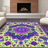 Ultra Soft Area Rug, Non Slip, Stain Resistant, Washable Area Rugs for Living Room, Bedroom, Artistic Psychedelic Patterned Elegance(Yellow)