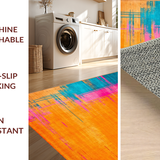 Ultra Soft Area Rug, Non Slip, Stain Resistant, Washable Area Rugs for Living Room, Bedroom, Stylish Abstract Color Burst Theme(Orange)
