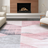 Ultra Soft Area Rug, Non Slip, Stain Resistant, Washable Area Rugs for Living Room, Bedroom, Trendy Pink and Black Geometric Fusion(Pink)