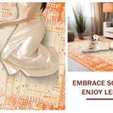Ultra Soft Area Rug, Non Slip, Stain Resistant, Washable Area Rugs for Living Room, Bedroom, Chic Minimalist Cream Graphics(Orange)