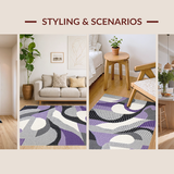 Ultra Soft Area Rug, Non Slip, Stain Resistant, Washable Area Rugs for Living Room, Bedroom, Abstract Grey Purple Elegance(Purple)