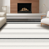 Ultra Soft Area Rug, Non Slip, Stain Resistant, Washable Area Rugs for Living Room, Bedroom, Monochrome Linear Weave Rug With Bold Stripes And Contrasting Bands Design(Black)