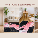 Ultra Soft Area Rug, Non Slip, Stain Resistant, Washable Area Rugs for Living Room, Bedroom, Minimalist Pink and Charcoal Contrast(Pink)